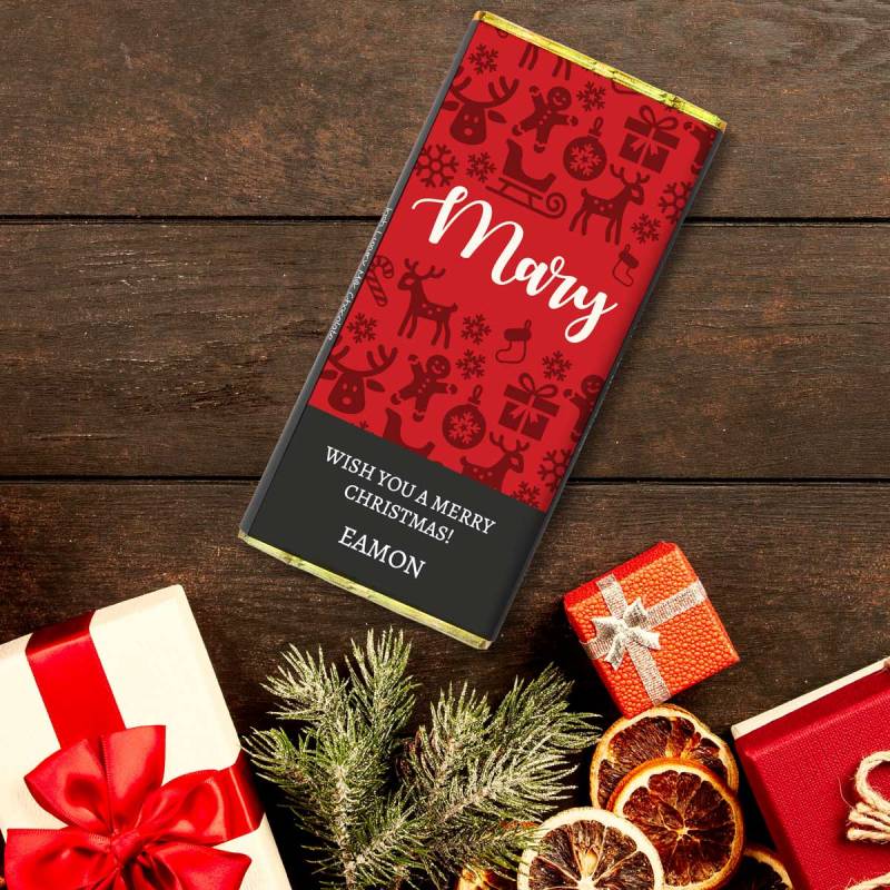 Any Name Any Message Christmas Icons Personalised Chocolate Bar