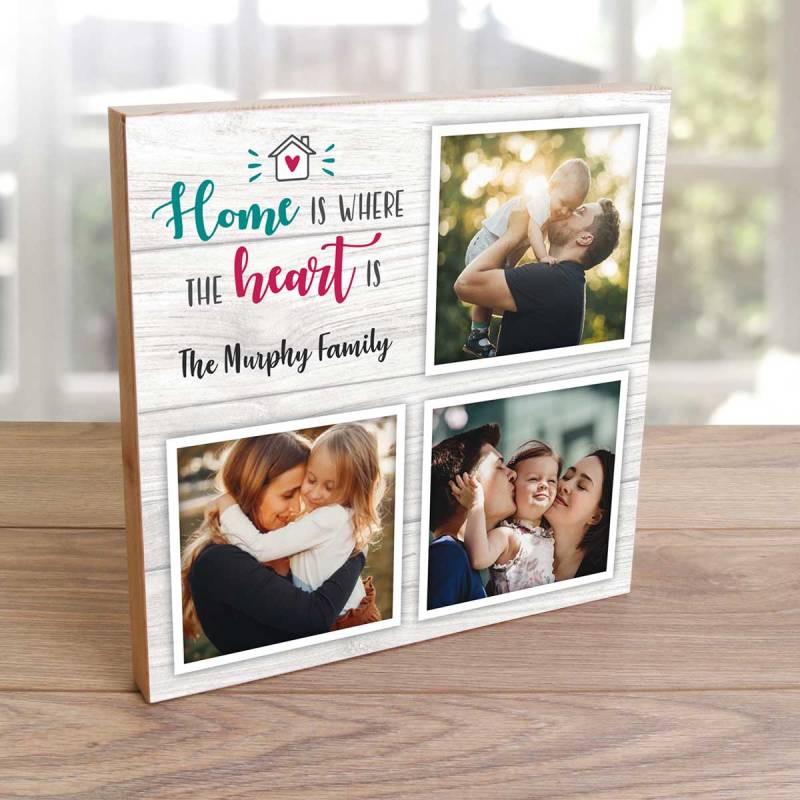 Home Is Where The Heart Is Any 3 Photos - Wooden Photo Blocks