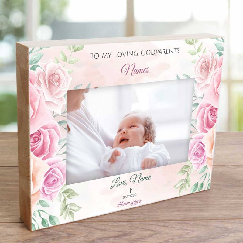 To My Loving Godparents Any Photo Any Message Roses - Wooden Photo Blocks