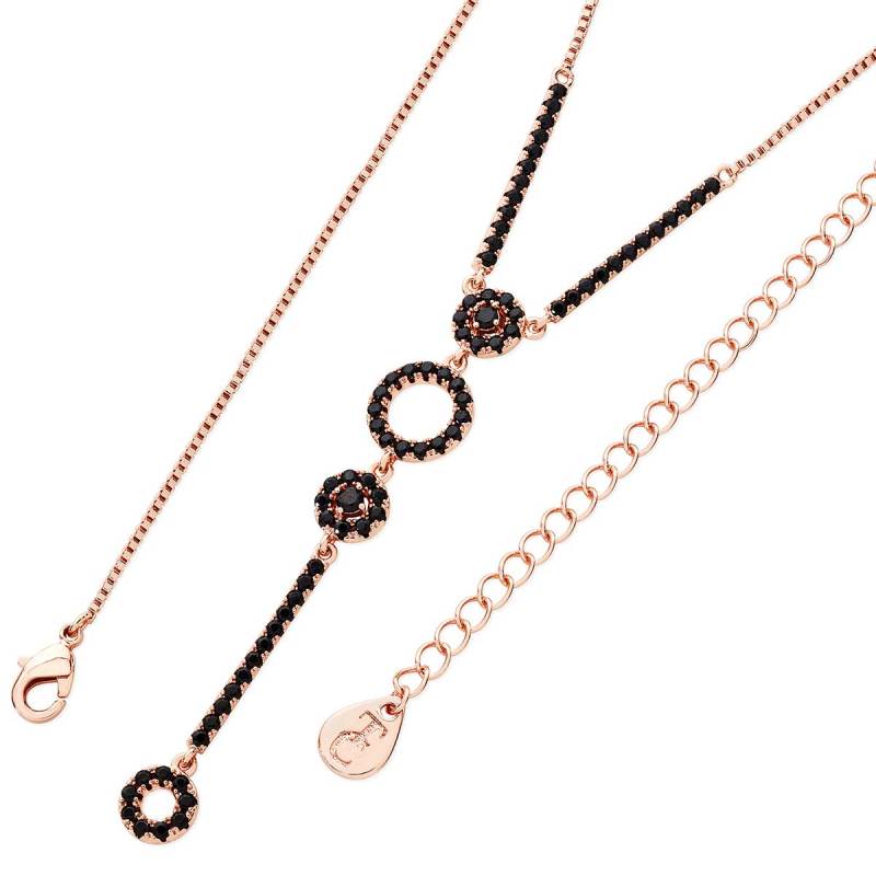 Noir Rose Gold Hoop & Stem Necklace