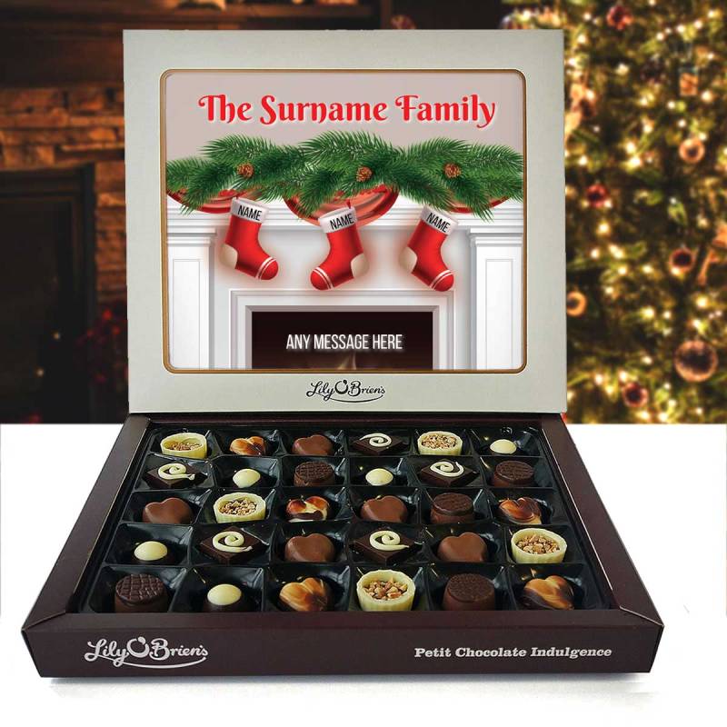 The Surname Family Fireplace Socks Personalised Chocolate Box 290g