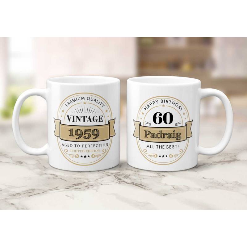 Happy Birthday Vintage - Personalised Mug