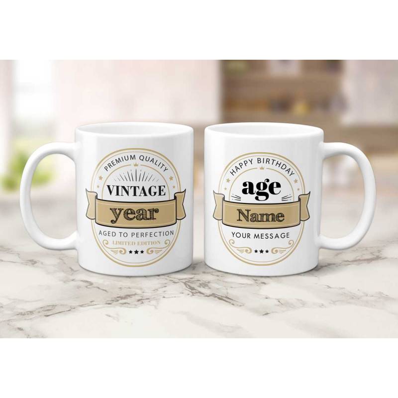 Happy Birthday Vintage - Personalised Mug