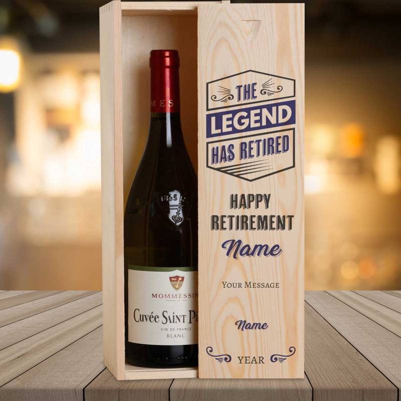 The Legend Has Retired Personalised Wooden Single Wine Box