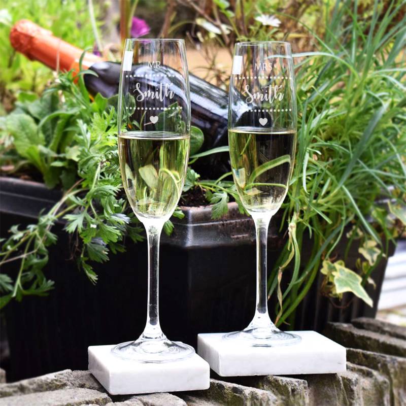 Mr And Mrs - Personalised Champagne Crystal Flute