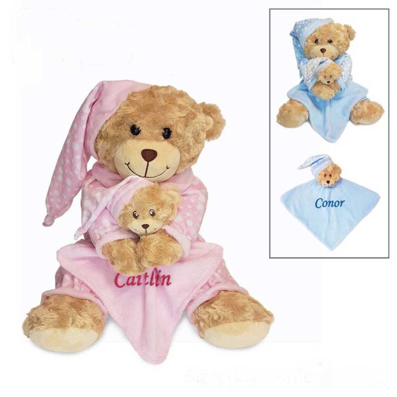 Personalised Bedtime Bear with Comforter