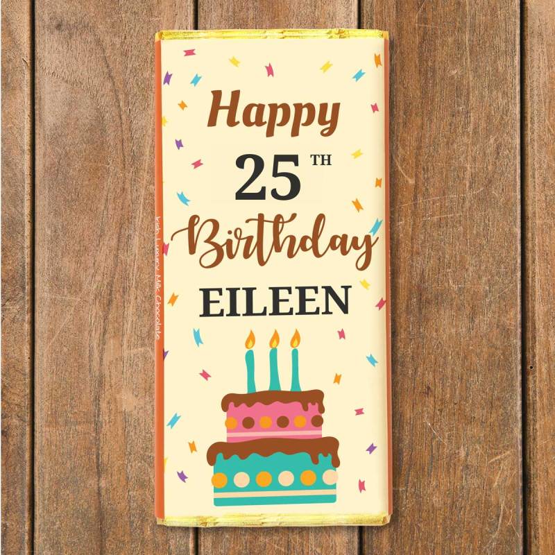 Happy Birthday Cake Design Personalised Chocolate Bar