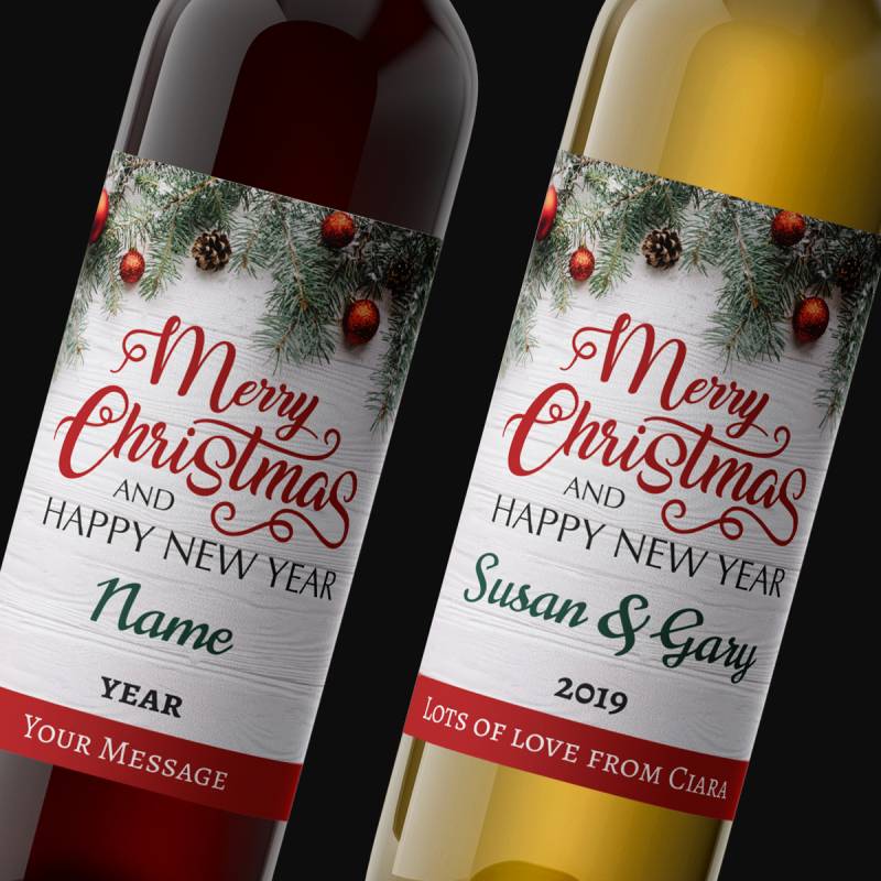 Merry Christmas And Happy New Year Personalised Wine