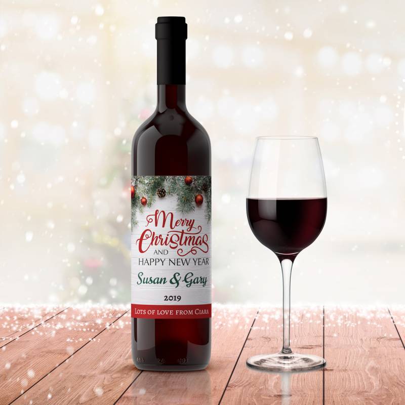 Merry Christmas And Happy New Year Personalised Wine