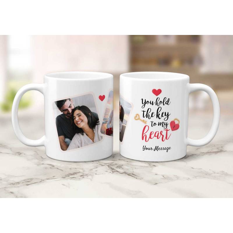 The Key To My Heart Photos Personalised Mug