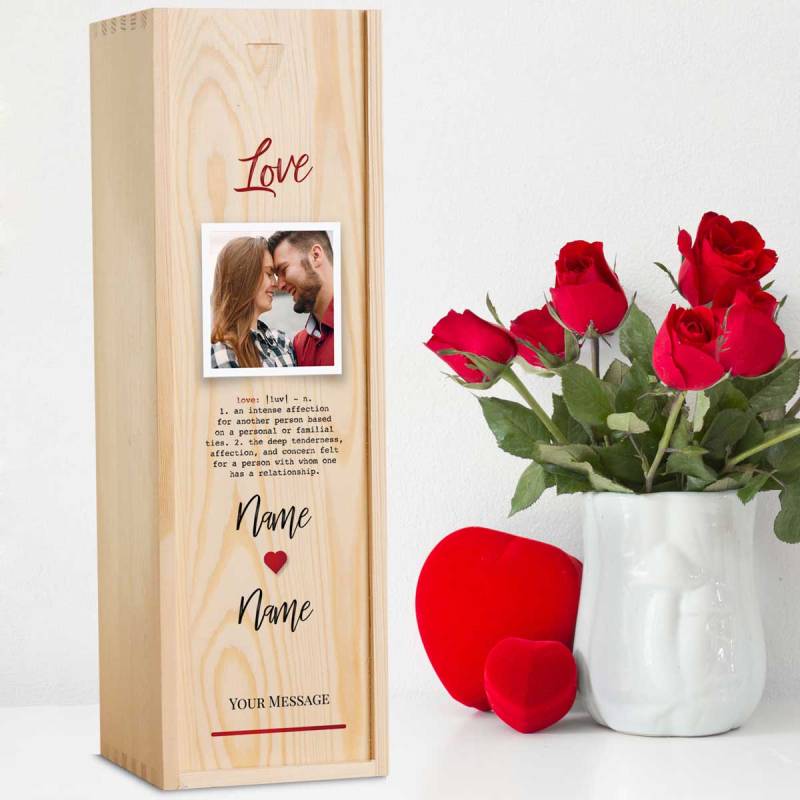 Definition Of Love Personalised Wooden Single Wine Box