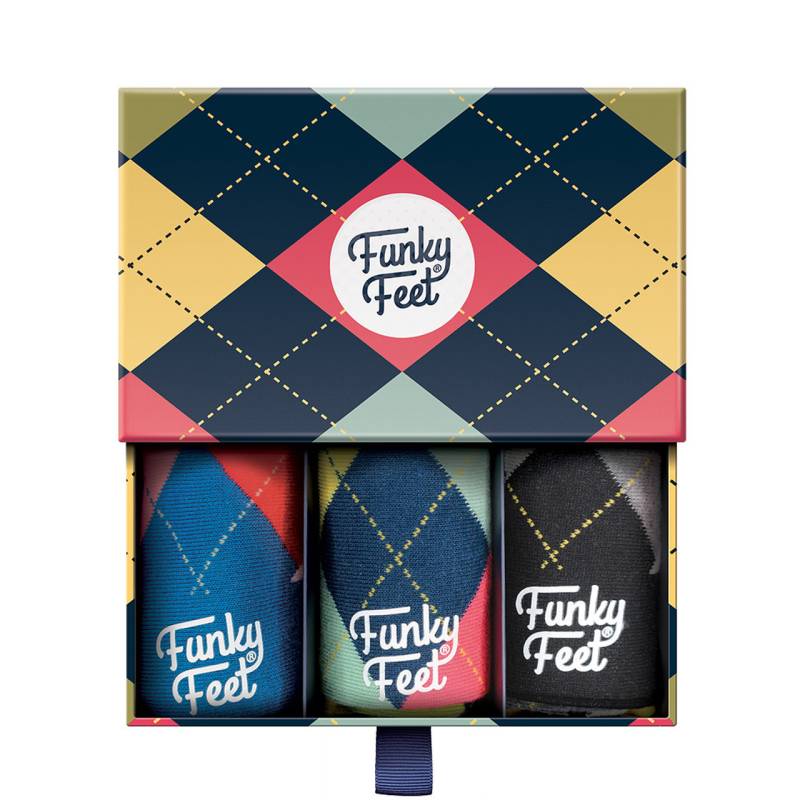 Funky Feet Socks Argyle 3 Pack