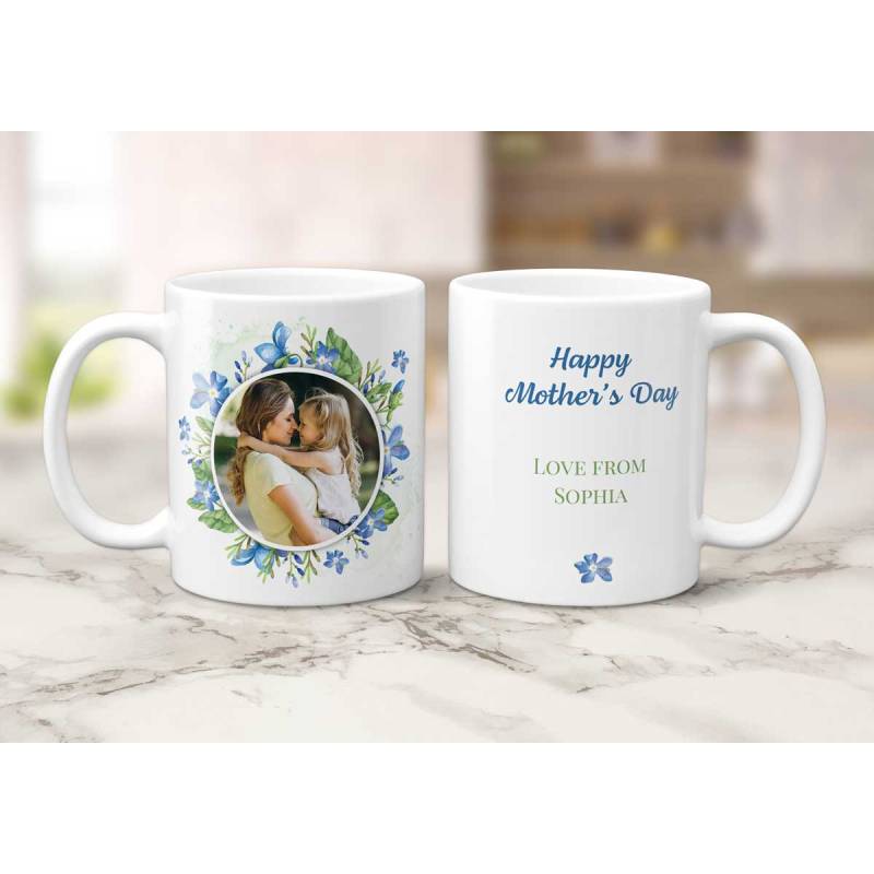 Happy Mother's Day Blue Flowers Personalised Mug