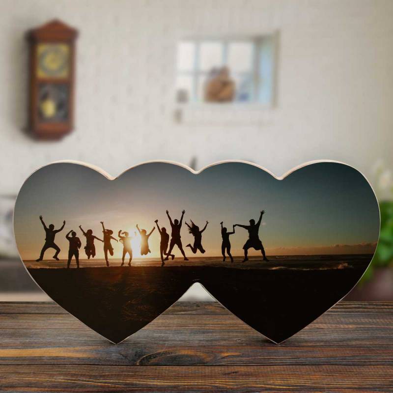 Any Photo - Wooden Hearts Photo Block