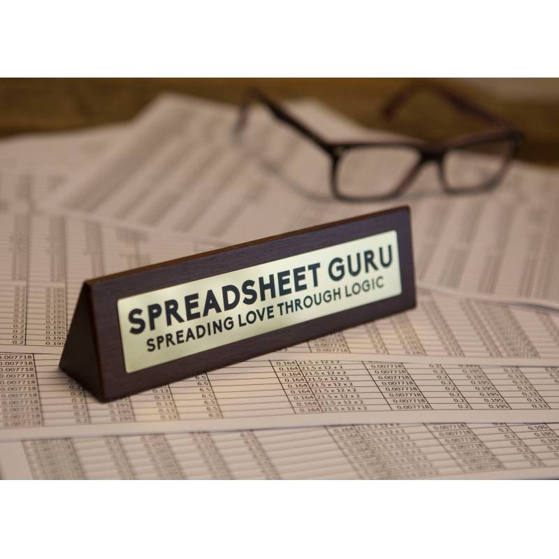 Spreadsheet Guru - Wooden Desk Sign