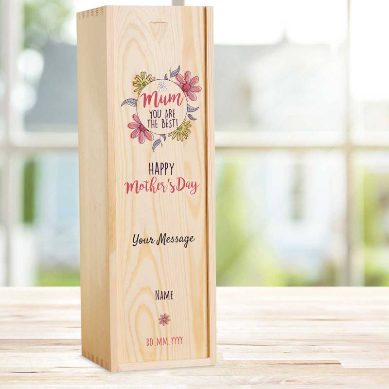 Mum You're The Best Personalised Wooden Single Wine Box