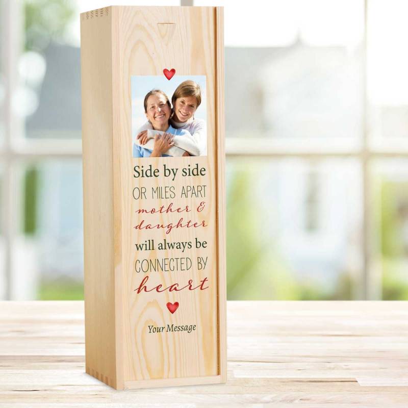 Mother And Daughter Personalised Wooden Single Wine Box