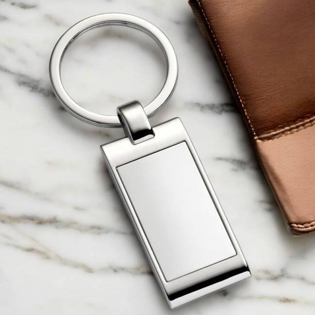 Engraved - Chrome Rectangular Keyring