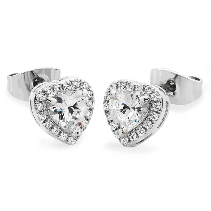 Tipperary Diamante Heart Drop Earring Silver