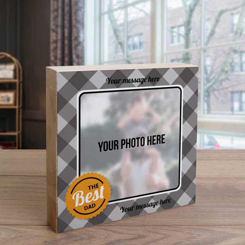 Best Dad Any Message - Wooden Photo Blocks