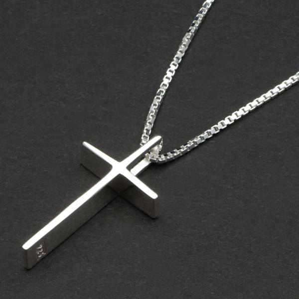 Sterling Silver Classic Cross with Engraved Chrome Case