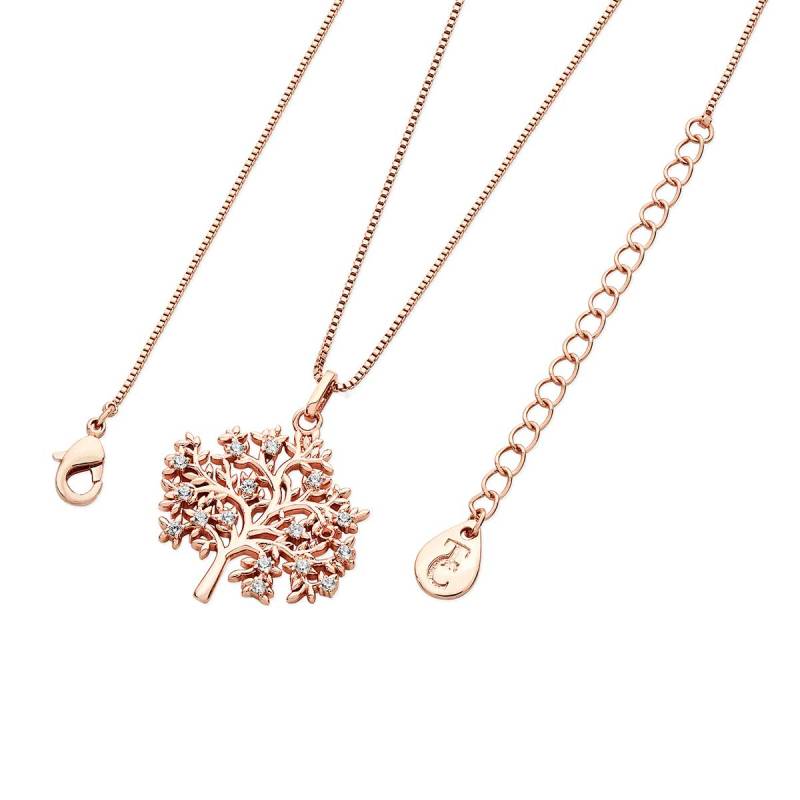 Tipperary Rose Gold Tree Of Life Pendant With White Cz