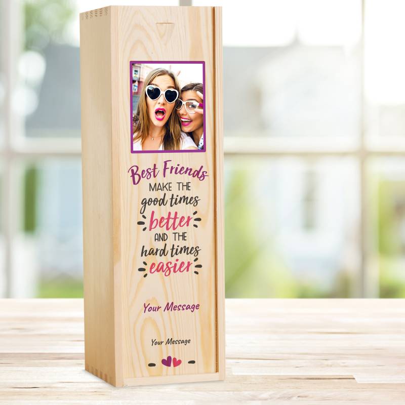 Best Friends - Personalised Wooden Single Wine Box