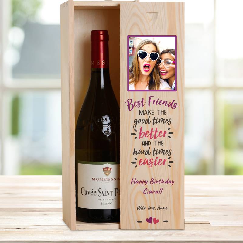 Best Friends - Personalised Wooden Single Wine Box