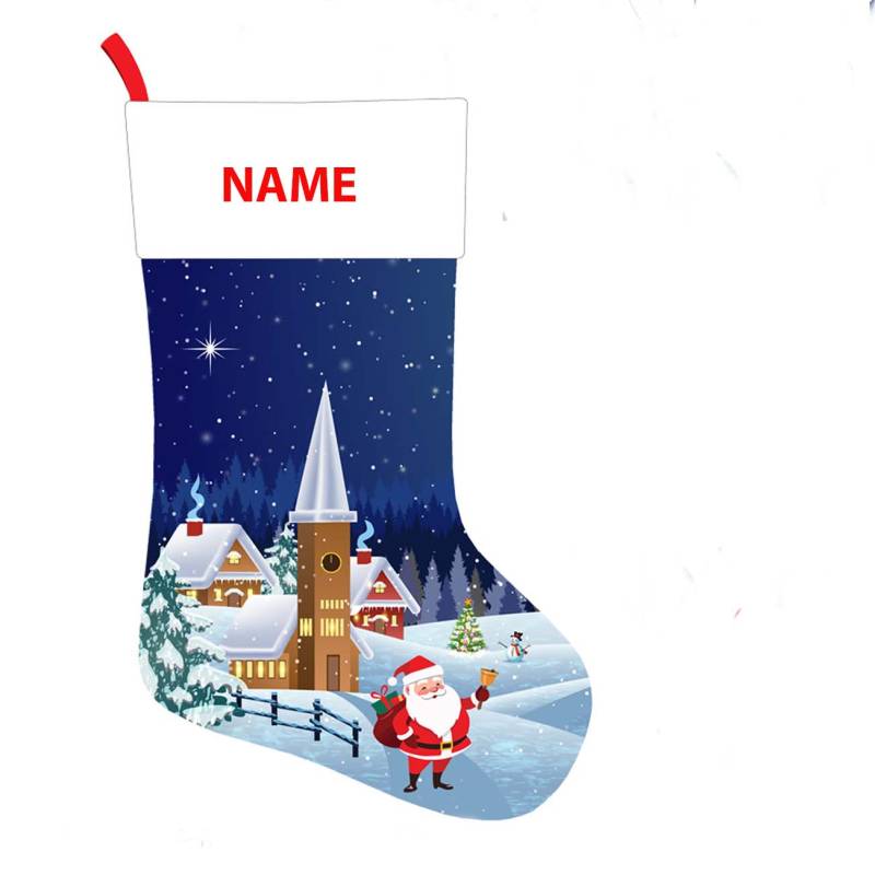 Navy Christmas Santa Personalised Stocking