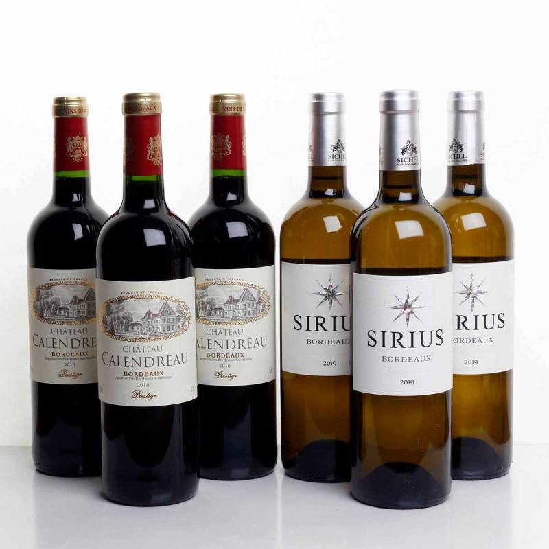 Six Calendreau/Sirus Bordeaux in Wooden Crate (Red & White)