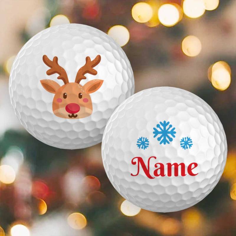 Santa Or Rudolph Personalised Golf Ball - Set Of 3 Balls