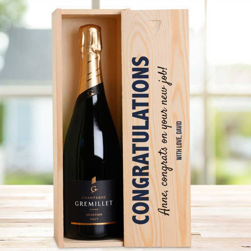 Congratulations Any Message - Personalised Single Champagne Box