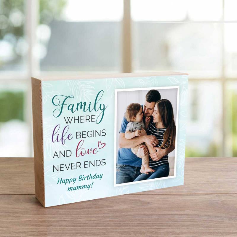 Family Any Message And Photo - Wooden Photo Blocks