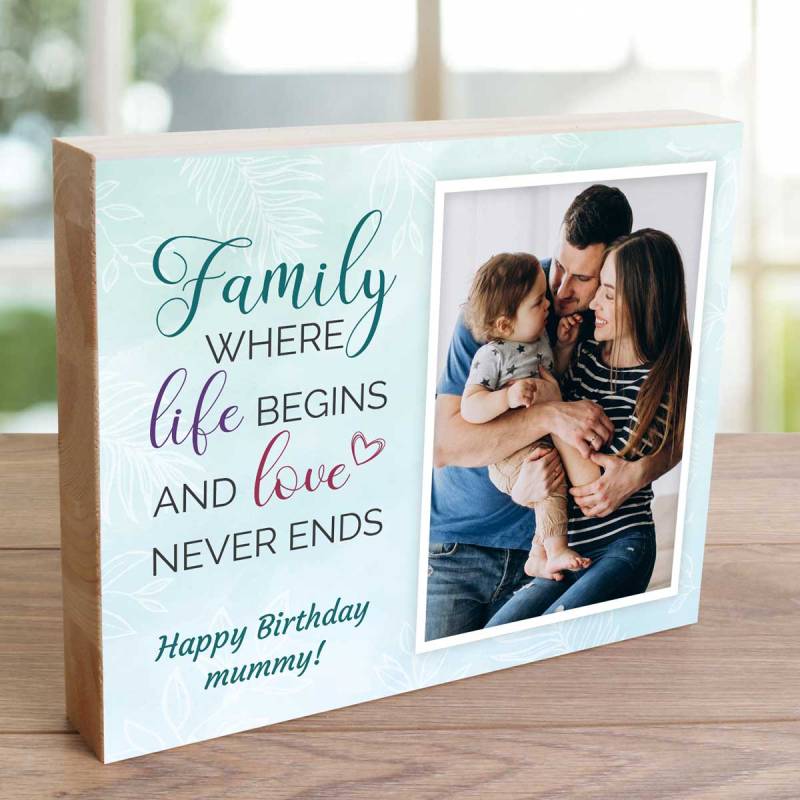 Family Any Message And Photo - Wooden Photo Blocks