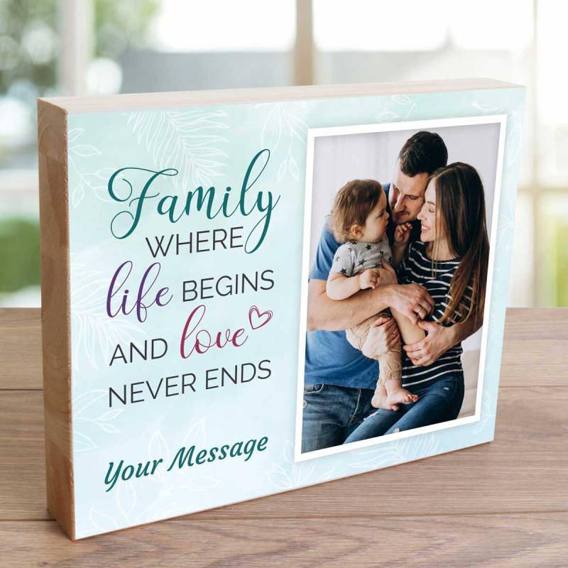 Family Any Message And Photo - Wooden Photo Blocks