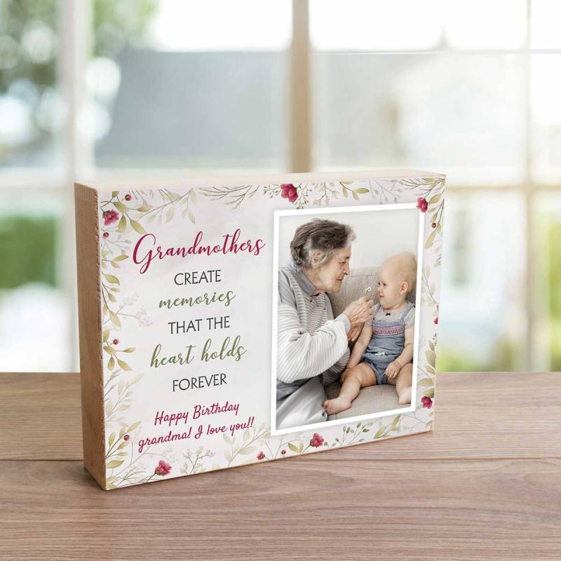 Grandmothers Any Message And Photo - Wooden Photo Blocks