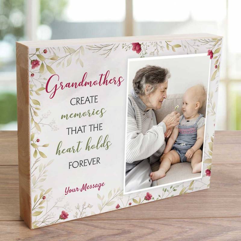 Grandmothers Any Message And Photo - Wooden Photo Blocks