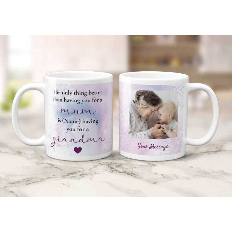 Grandma's Message Any Name And Photo - Personalised Mug