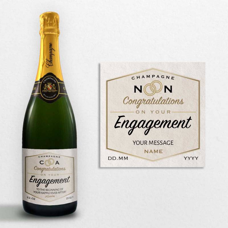 Congratulations On Your Engagement Initials Personalised Champagne