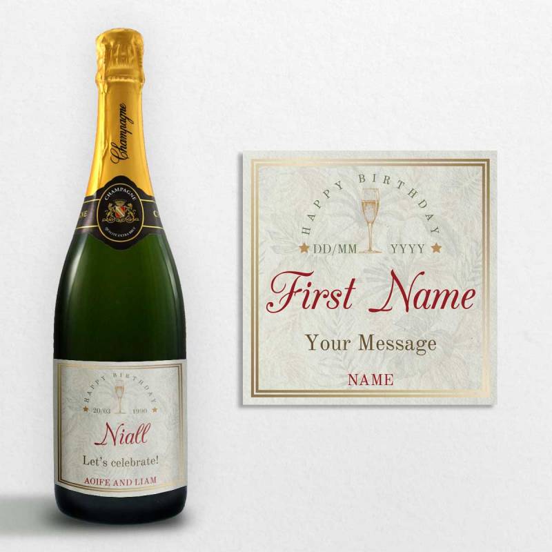 Happy Birthday Any Name Personalised Champagne