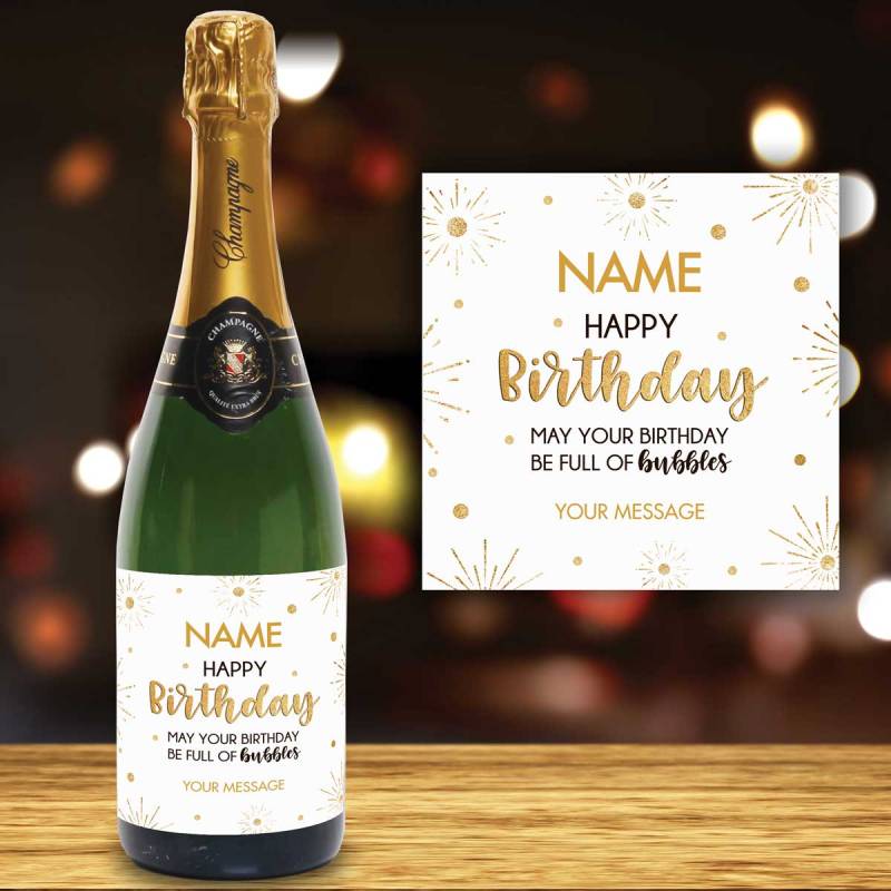 Happy Birthday Full Of Bubbles Personalised Champagne