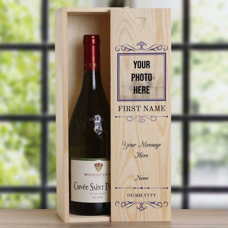 Any Message And Photo - Personalised Wooden Single Wine Box