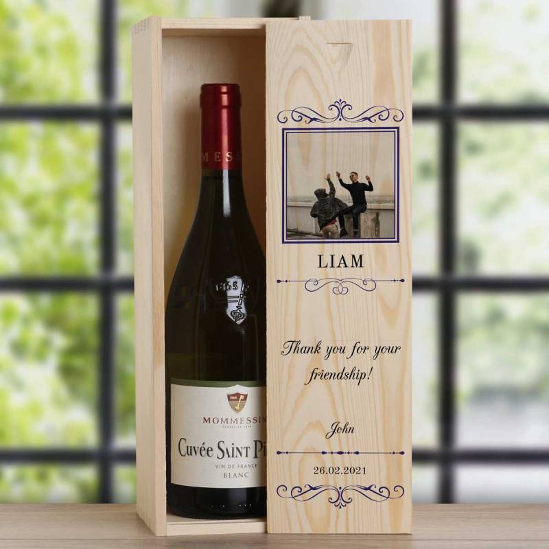 Any Message And Photo - Personalised Wooden Single Wine Box