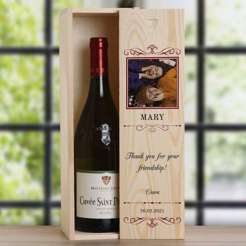 Any Message And Photo - Personalised Wooden Single Wine Box