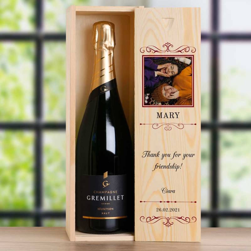 Any Message And Photo - Personalised Single Champagne Box