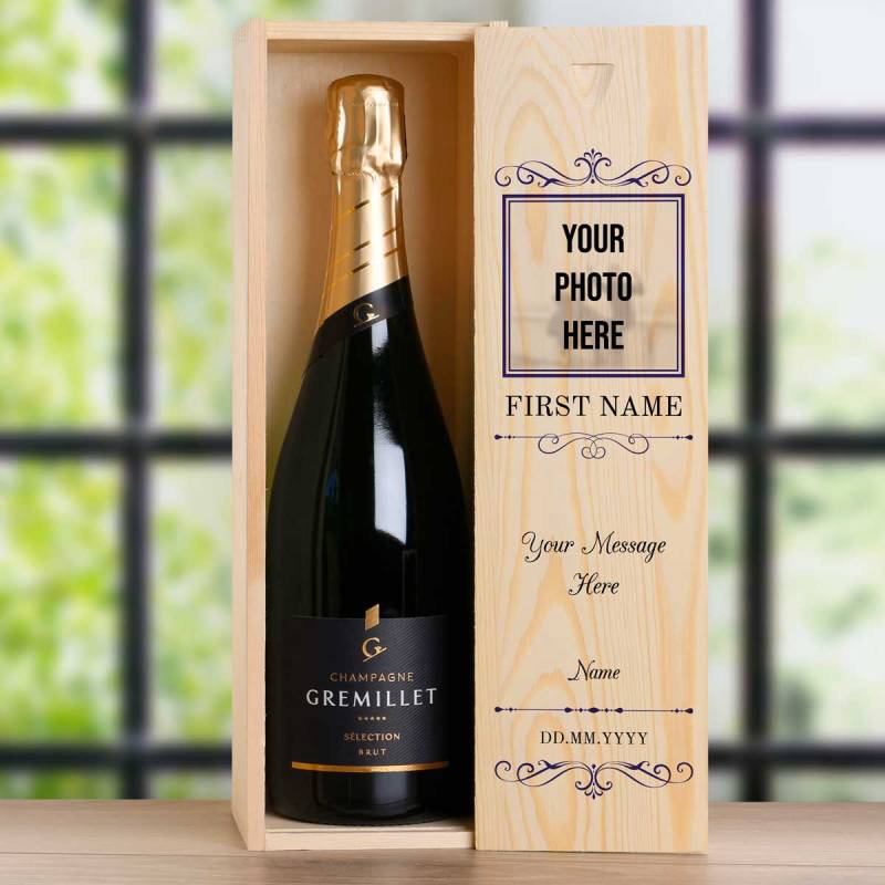 Any Message And Photo - Personalised Single Champagne Box