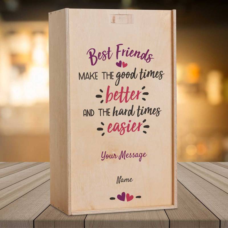 Best Friends - Personalised Wooden Double Wine Box