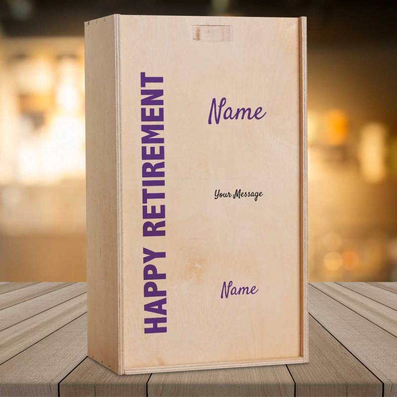 Happy Retirement Any Message - Personalised Wooden Double Wine Box