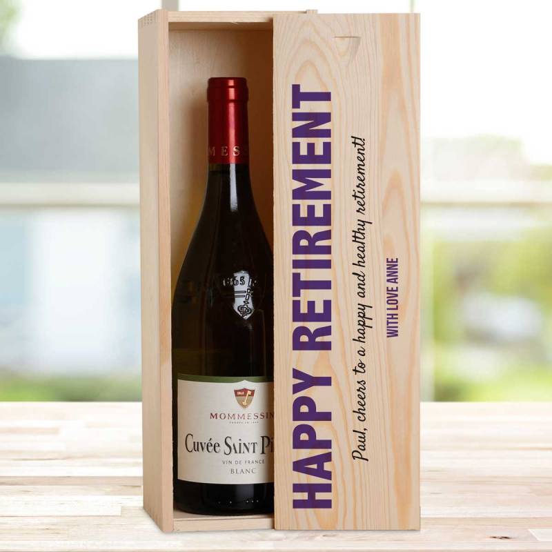 Happy Retirement Any Message- Personalised Wooden Single Wine Box