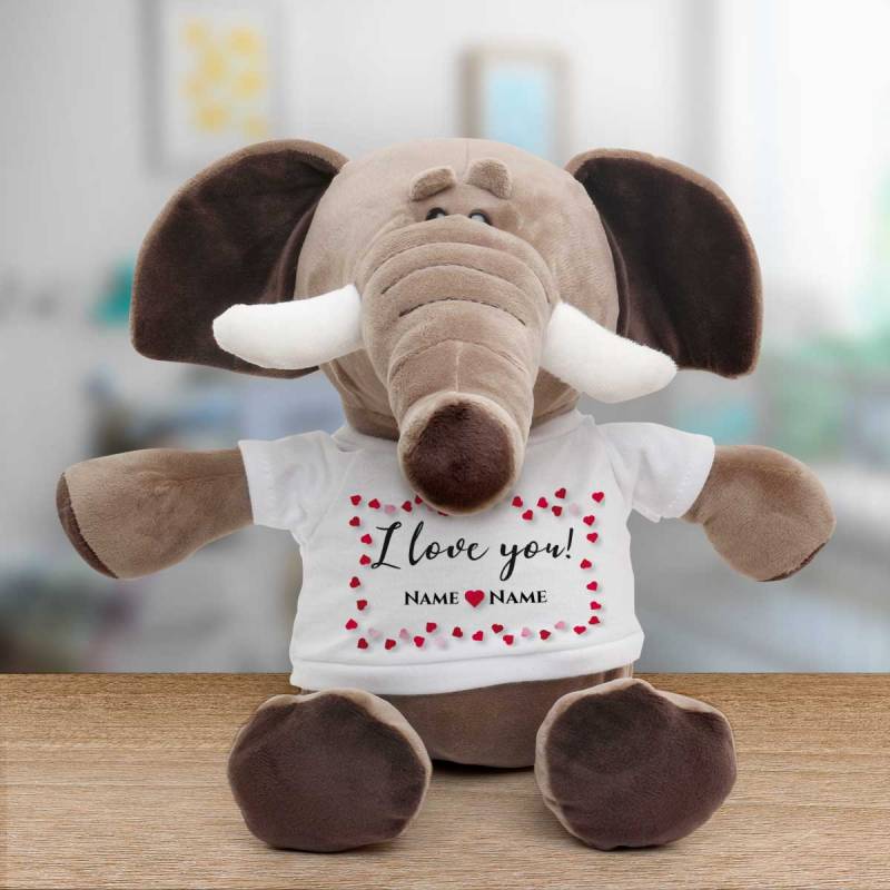 I Love You Hearts Any 2 Names - Personalised Animal